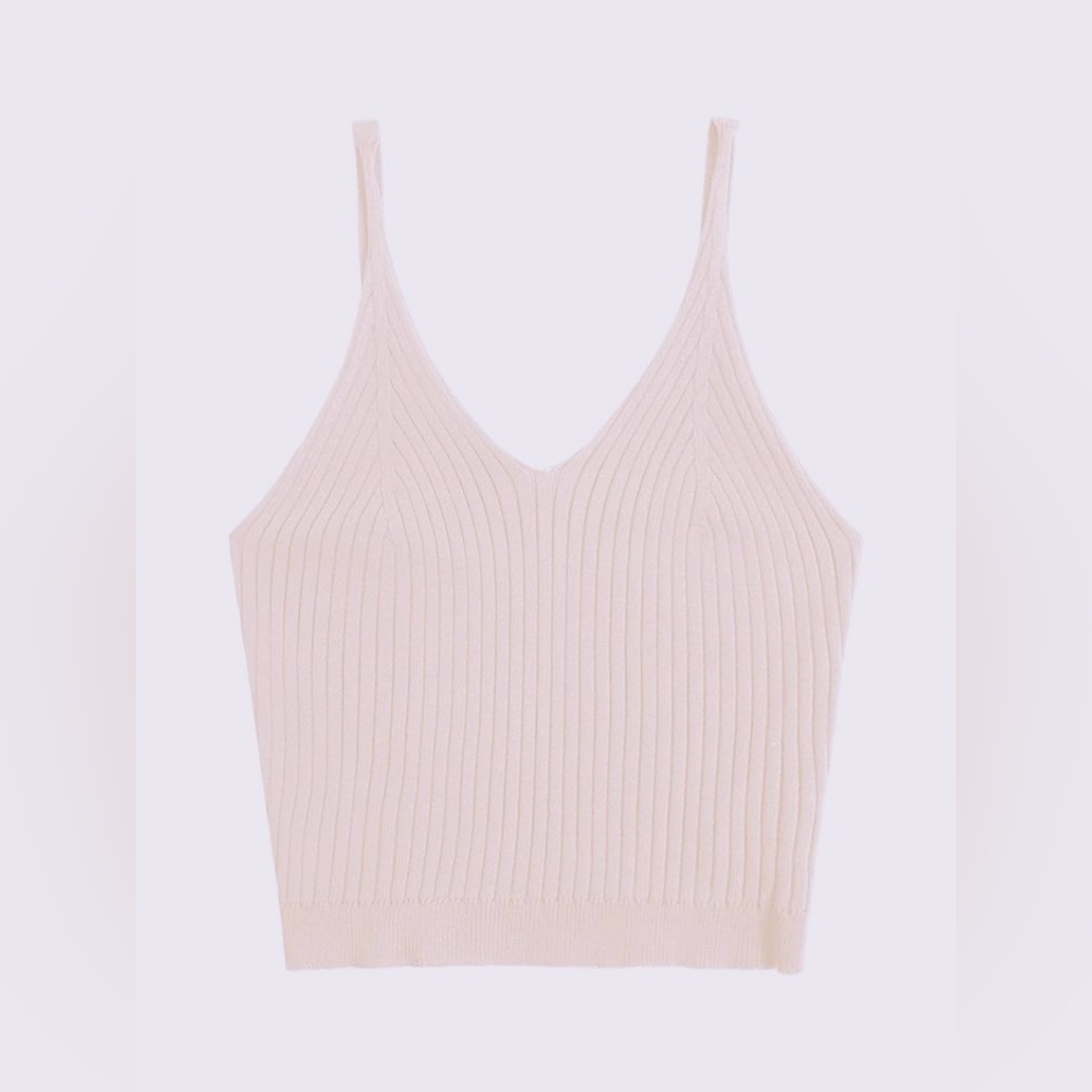 2/$20 Off-White Ribbed Crop Top